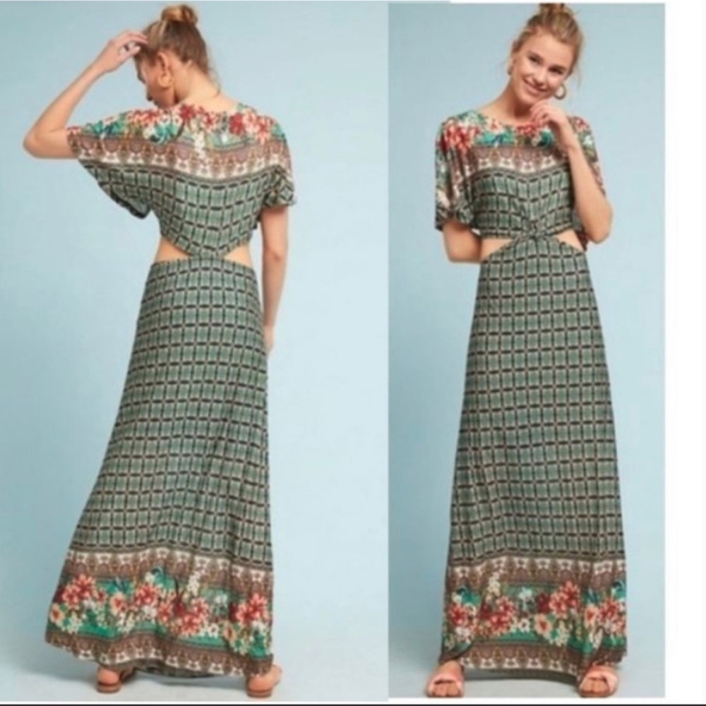 FARM Rio Green Floral Maxi Dress